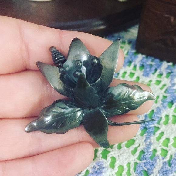 Vintage Jewelry - VTG Taxco Mexican Sterling Silver Orchid Brooch